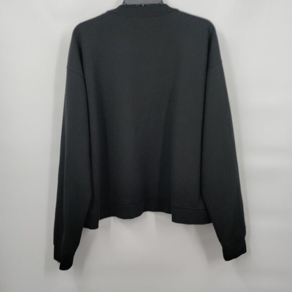 Ted Baker Crewneck Graphic Front Logo Boxy Pullover Sweater Top Large Men Black - Picture 2 of 8